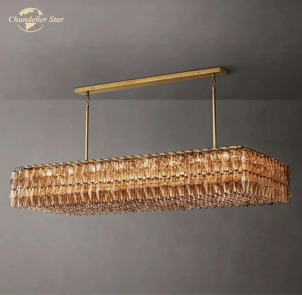 Chiara Smoke Glass Linear Chandelier for Dining & Living Room