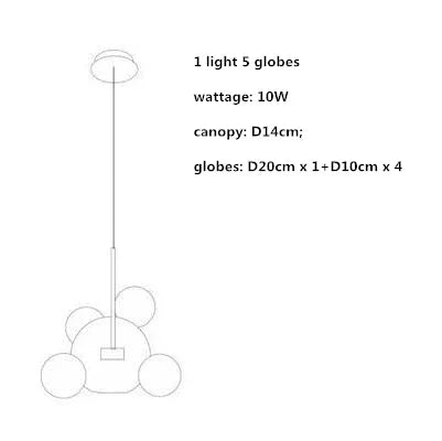 Modern Clear Glass Globe LED Pendant Light - Micky Copper Hanging Lamp