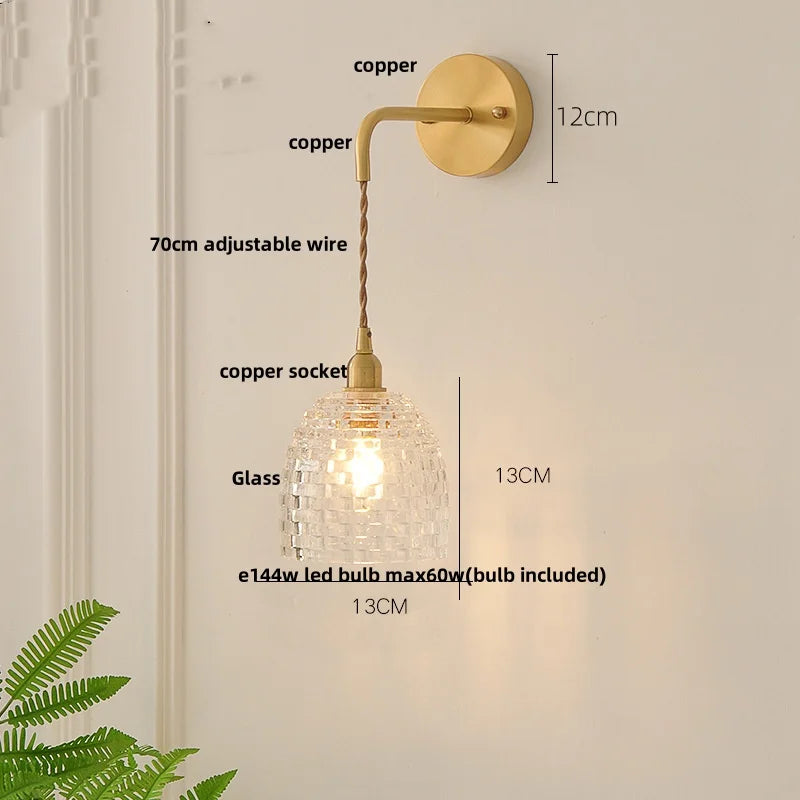 Flower Glass LED Wall Sconce Pull Chain Switch Modern Bathroom Mirror Light