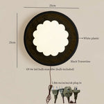 Afralia™ Wabi Sabi Black Travertine LED Wall Sconce for Home Living Lights