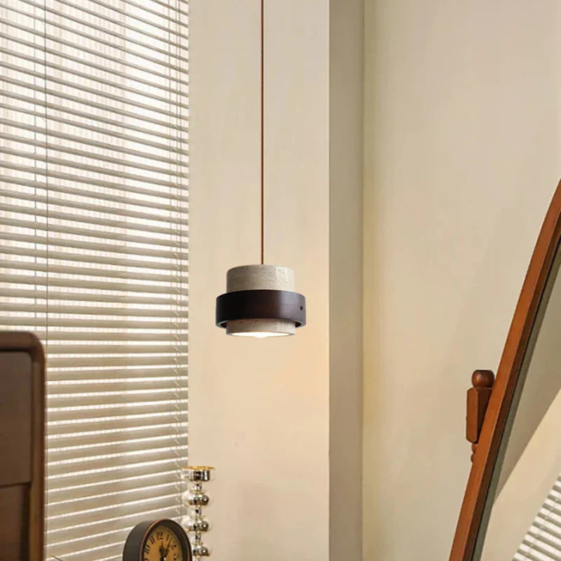 Afralia™ Yellow Travertine LED Hanging Lamps Pendant Light for Living Room Bedroom Loft