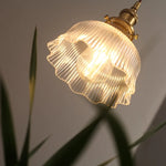 Afralia™ Vintage Flower LED Glass Brass Pendant Lighting