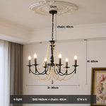 Retro Black Metal Candle Chandelier E14 LED Pendant Lights for Home Decor
