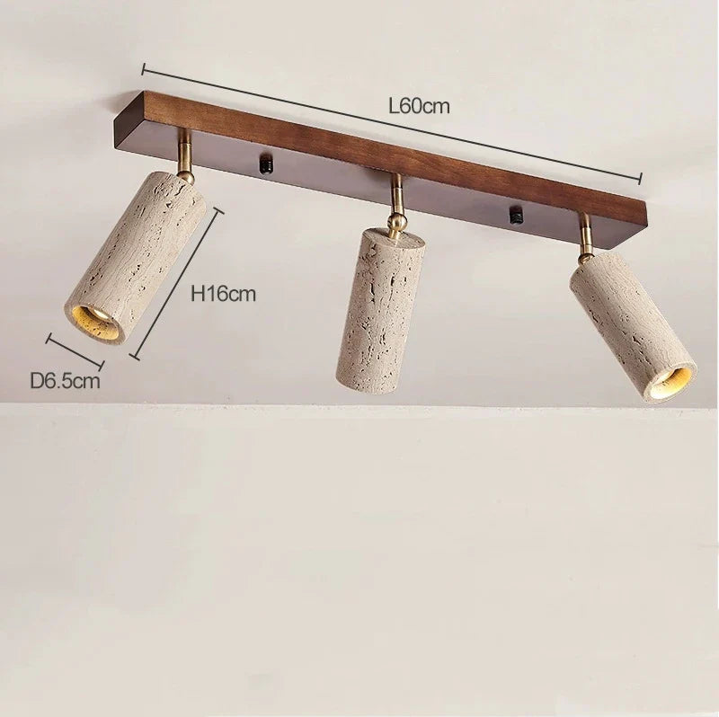 Stone Ceiling Lamp Spot Light Adjustable Angle Wood Base
