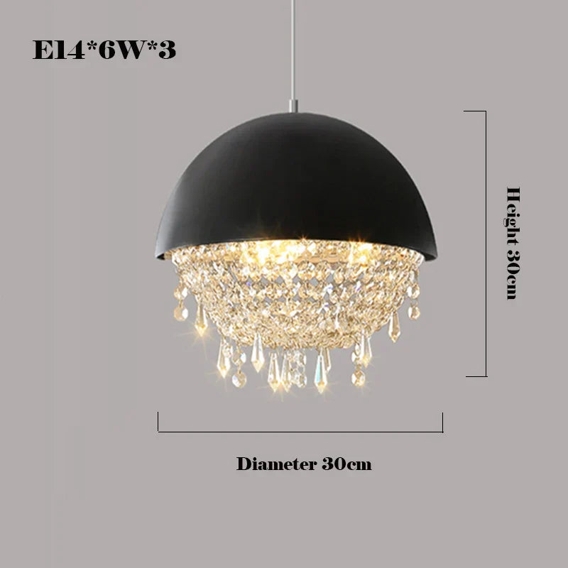 Modern Black White Hemisphere Hanging Chandelier Pendant Light for Living Dining Room