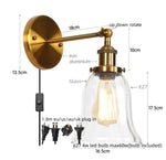 Industrial Clear Glass Wall Sconce Light for Stair, Foyer, Bedroom.
