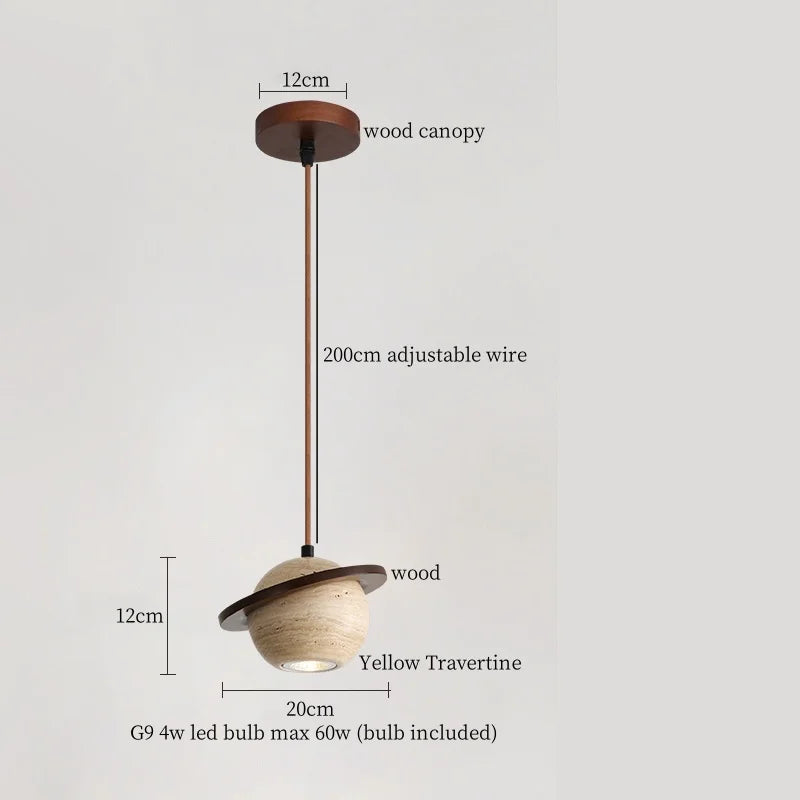 Yellow Travertine LED Pendant Lamps for Living Room Bedside Kitchen Decor