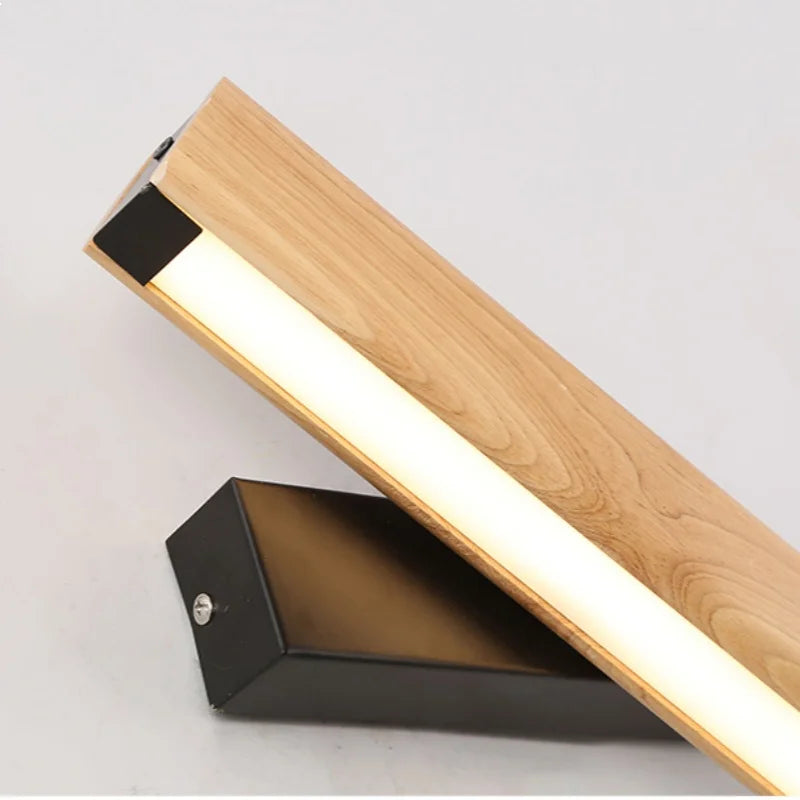 Afralia™ Rotatable Nordic LED Wall Sconce Pull Chain Wood Stair Light