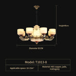 Natural Jade Copper Chandelier Modern Duplex Building Zhongshan Lamps