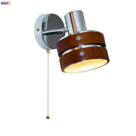 Vintage LED Wall Light Iron Wood Bedside Lamp Wandlamp