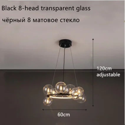 Glass Ball LED Chandelier: Modern Nordic Style for Living, Dining, Kitchen, Study