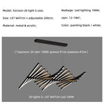 Modern Luxury LED Chandelier Adjustable Pendant Light Black/White Metal