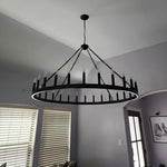 Afralia™ Black Metal LED Pendant Chandelier for Living Room and Stairs