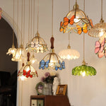 Afralia™ Red Butterfly LED Pendant Lamp Tiffany Glass Hanging Lights