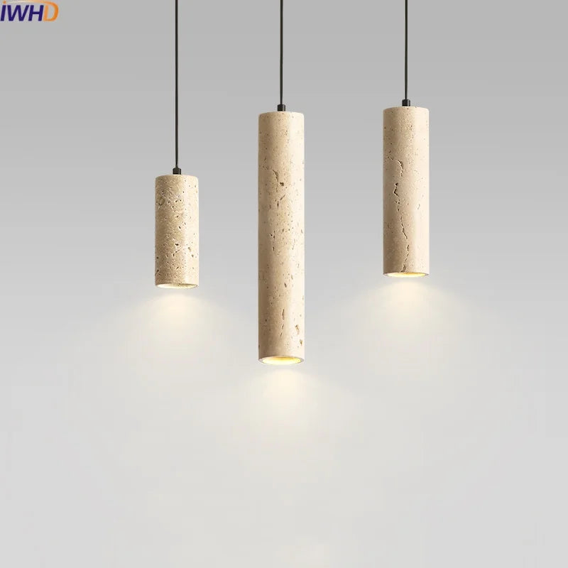Travertine LED Pendant Lamp for Bar Bedroom Living Room Décor