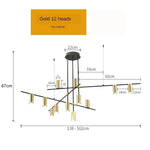 Modern Golden Metal LED Chandelier for Kitchen Dining Room Lighting