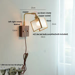 Walnut LED Wall Lights Pull Chain Switch Bedside Lamp Vintage Cube Glass Stair Light