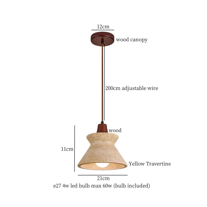 Nordic LED Pendant Lights Yellow Travertine Copper Hanging Lamp for Bedroom Dining Living Room