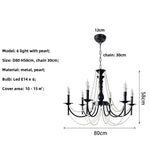 Retro Black Metal Candle Chandelier E14 LED Pendant Lights for Home Decor