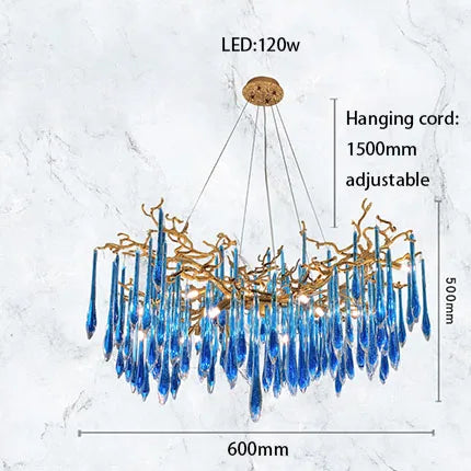 Art Deco Blue Queen Crystal Chandelier for Living Room
