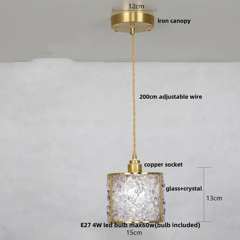 Crystal Glass LED Pendant Lamp, Adjustable Modern Luxury Hanging Lights