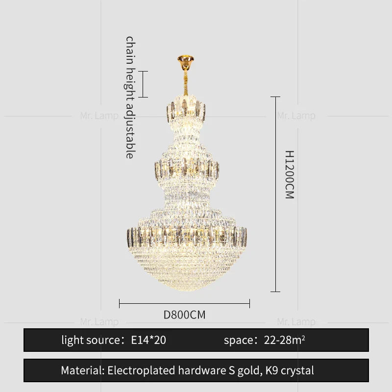 Crystal Chandelier: Postmodern Light Luxury for Hotel Lobby, Villa, and Duplex Floors