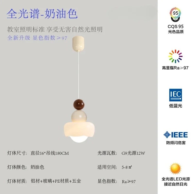 Cream Wind Resin/Glass Pendant Lights: Modern LED E27 Hanging Lamp for Bedroom, Bar, Kids Room