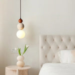 Afralia™ Yellow Travertine Wood Stone LED Pendant Light Fixture Nordic Modern Hanging Lamp