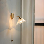 Glass Bedside Sconce: Modern Nordic LED Wall Light with Pull Chain Switch