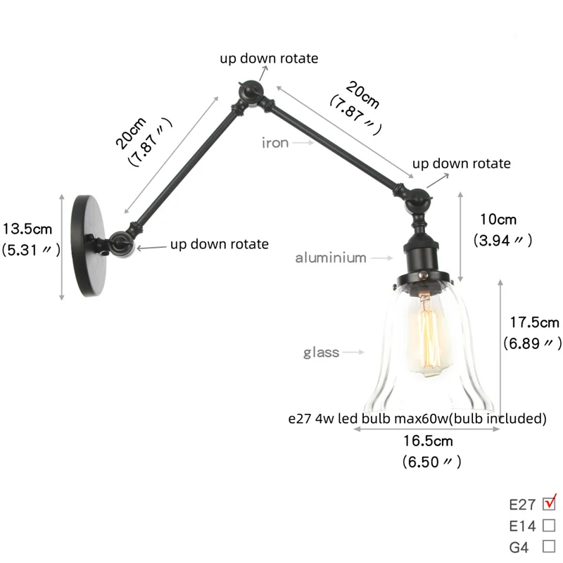 Afralia™ Vintage Industrial LED Wall Lamp with Pull Chain Switch & Clear Glass
