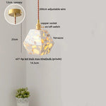Afralia™ Terrazzo Stone LED Pendant Lamp with Copper Knob Switch