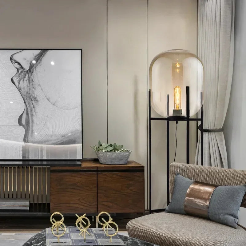 Modern Glass LED Floor Lamp for Living Room, Bedroom, Dining, and Home Decor