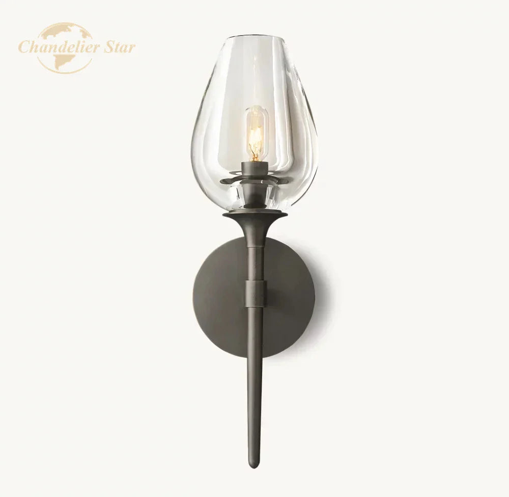 Tulip LED Glass Wall Sconce for Bedroom Bathroom Living Room - Modern Indoor Lighting