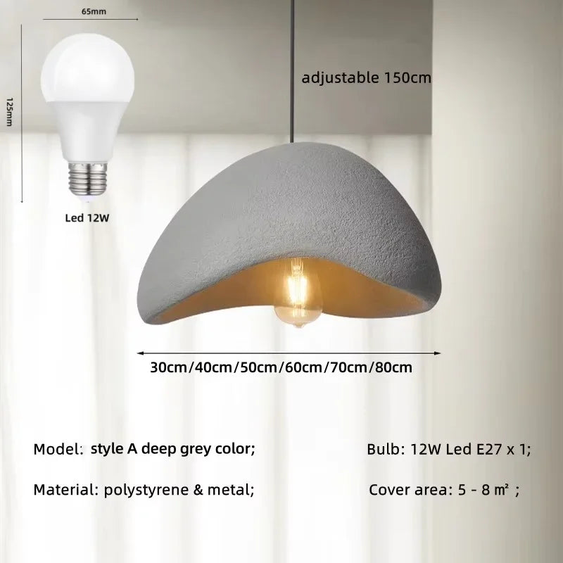 Wabi Sabi E27 LED Pendant Light - Nordic Minimalism Loft Hang Lamp