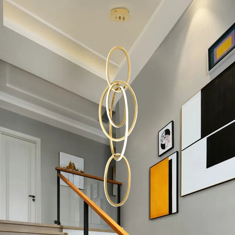 Gold Steel Pendant Light for Home Decor & Bar, Stylish LED Hanging Lamp