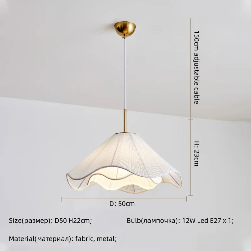 Nordic Fabric LED Chandelier Modern White E27 Pendant Lights Dining Room Art Decor
