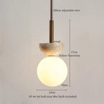 Afralia™ White Glass LED Pendant Lamp Yellow Travertine Nordic Modern Interior Lighting