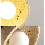 LED Wall Light Travertine Base Modern Nordic Pull Chain Bedside Lamp