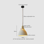 White Ceramic Brass LED Pendant Light - Vintage Japanese Hanglamp