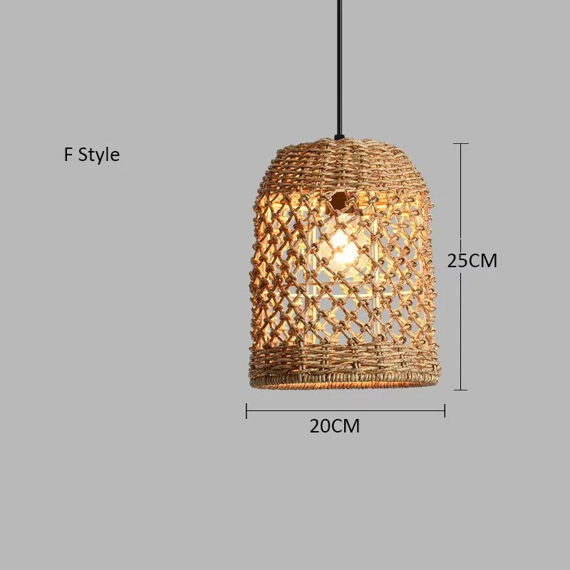 Hand-woven Natural Rattan Chandelier Pendant Light for Living Room Décor