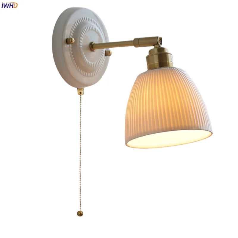 Afralia™ Ceramic Wall Sconce Light Copper Arm Nordic Minimalism Bedroom Bathroom Mirror