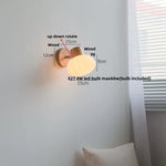 Amber Glass LED Wall Sconce Nordic Modern Wood Pull Chain Switch Stair Light