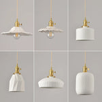 White Ceramic LED Pendant Lamp Modern Hanging Light Fixtures