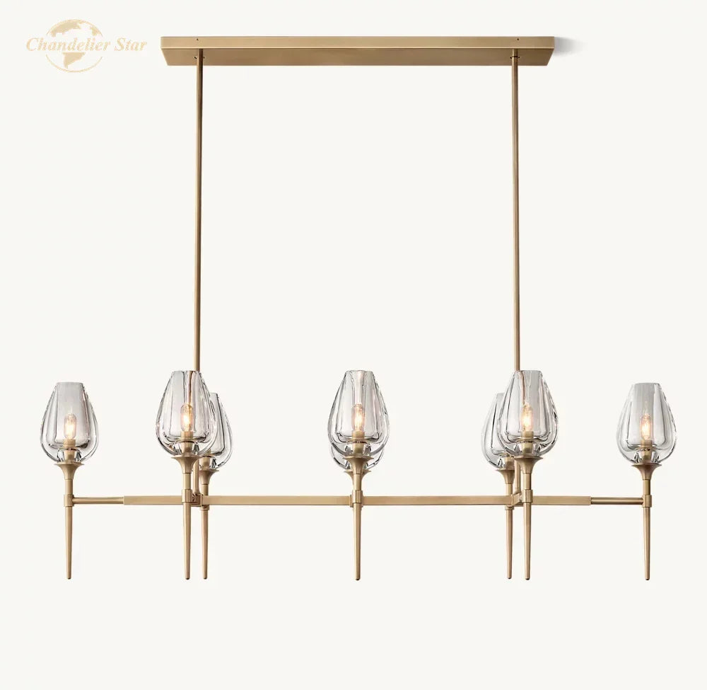 Tulip Linear Crystal Chandelier Brass Chrome Black Pendant Lights