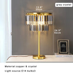 Copper Crystal Table Lamp: Elegant Dimmable Nightstand Light for Bedroom Décor