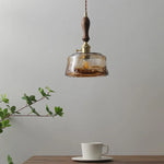 Amber Glass Pendant Lamps Copper Modern Hanging Lights for Living Dining Bedroom