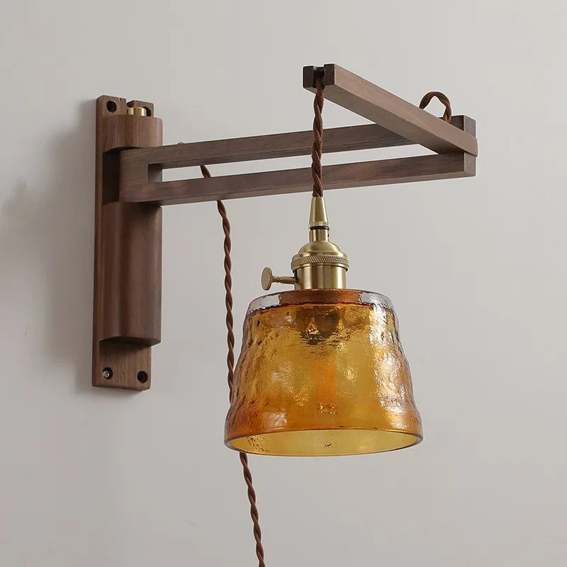 Wood Copper LED Wall Lamps Modern Bathroom Mirror Light Fixtures