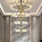 Luxury Copper Jade Chandelier for Middle Floor Living Room