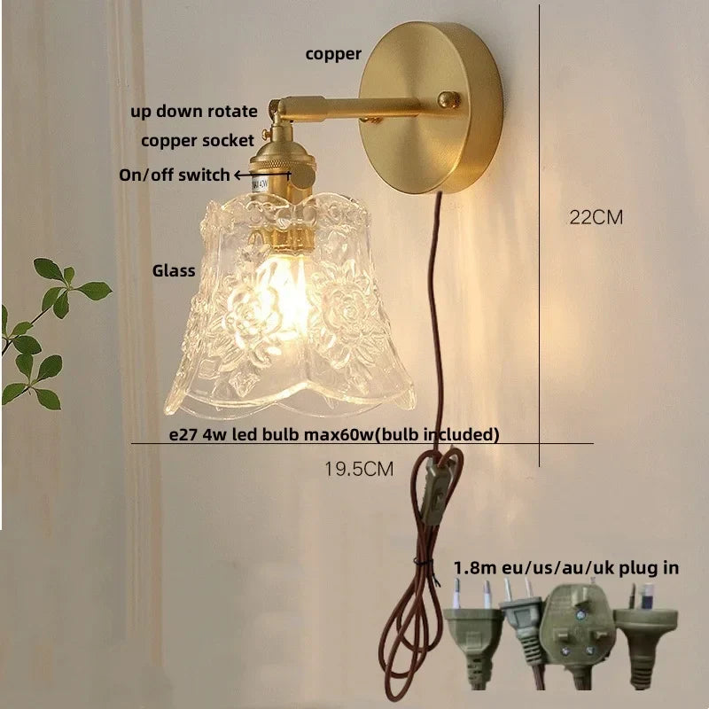 Afralia™ Brass LED Wall Sconce with Pull Chain Switch, Nordic Design