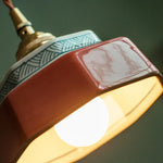 Ceramic LED Pendant Light Japanese Copper Hanging Lamp - Vintage Style